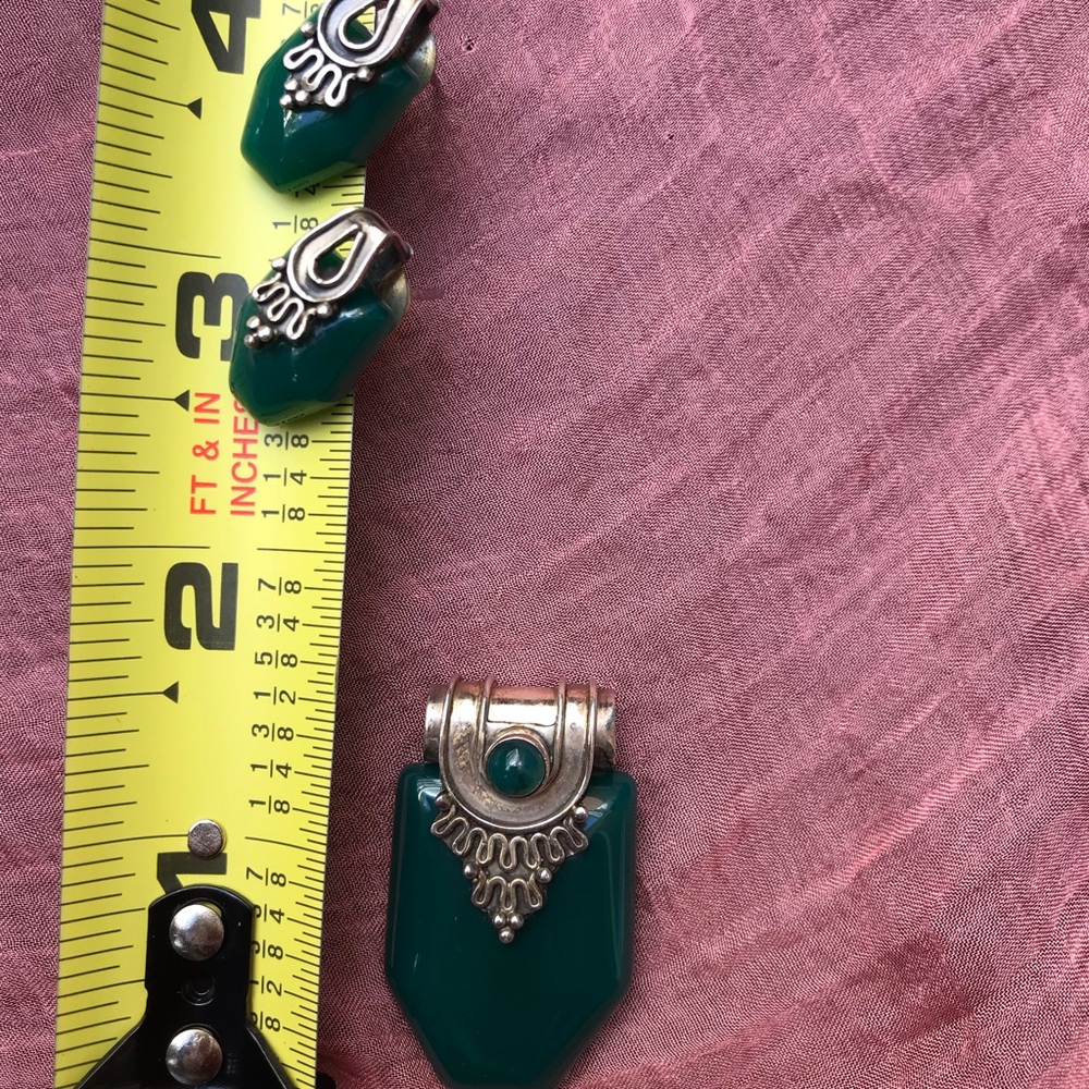 Green Stone Sterling Silver Set - image 3